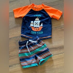 Boys 12 Month 2-Piece Outfit Summer Boat Ship Shorts and T-Shirt